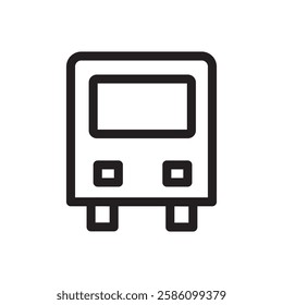 Bus icon black and white vector outline sign