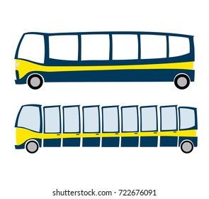 Bus Icon - Blue & Yellow isolated