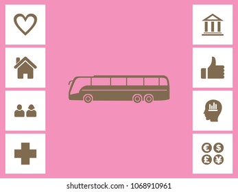 Bus Icon With Bonus Icons. Eps-10.