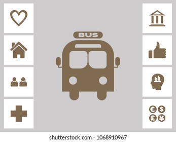 Bus Icon With Bonus Icons. Eps-10.