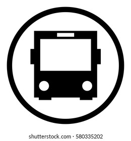 Bus icon in circle on white background
