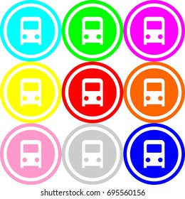 Bus icon , circle sign design with different colors