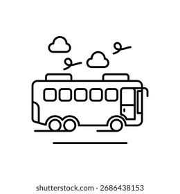 Icono de autobús limpio y Ilustración vectorial moderna