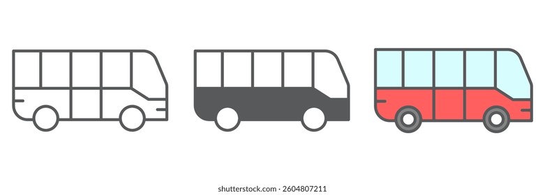 Bus icon collection, transportation and vehicle, bus vector icon set, vector graphics, editable stroke outline sign, eps 10