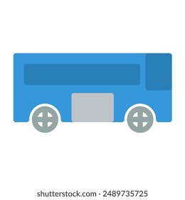 bus icon color or logo illustration flat color blue style	

