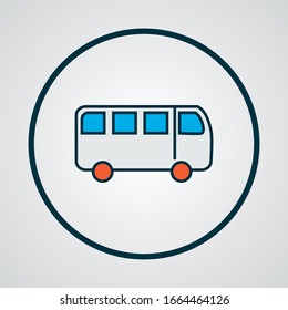 Bus icon colored line symbol. Premium quality isolated autobus element in trendy style.