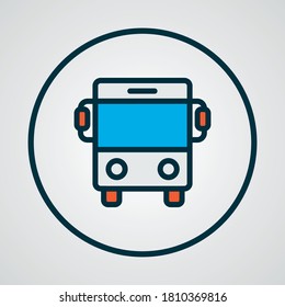 Bus icon colored line symbol. Premium quality isolated autobus element in trendy style.