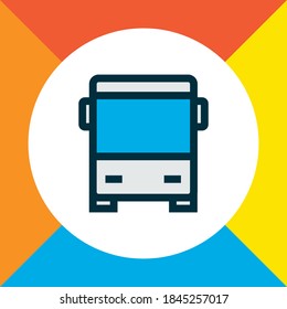 Bus icon colored line symbol. Premium quality isolated autobus element in trendy style.