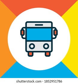 Bus icon colored line symbol. Premium quality isolated autobus element in trendy style.