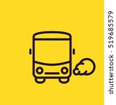 Bus icon. Common mass transit pictogram. Thin line style, yellow background.