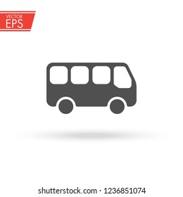 Bus icon. Common mass transit pictogram. Transport travel illustration. Vihicle car passanger symbol. School automobile sign. Schoolbus emblem.