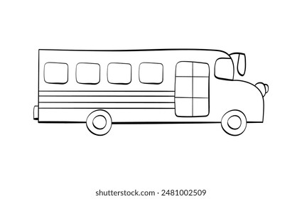 Bus icon in doodle sketch lines. 