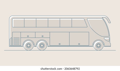 Bus icon, fill and line design, editable strokes. Side view, vector illustration, EPS 10