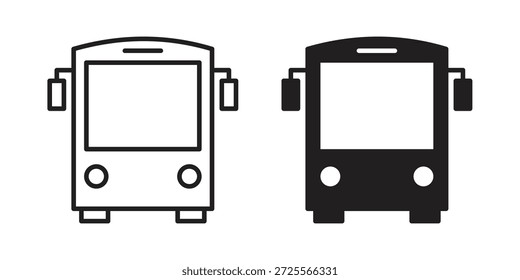 Icono de autobús en línea delgada y rellena, estilo de trazo para Sitio web y App