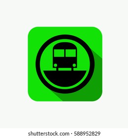 Bus icon flat design rounded rectangle shape