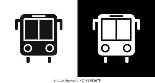 Bus icon flat line symbol set.