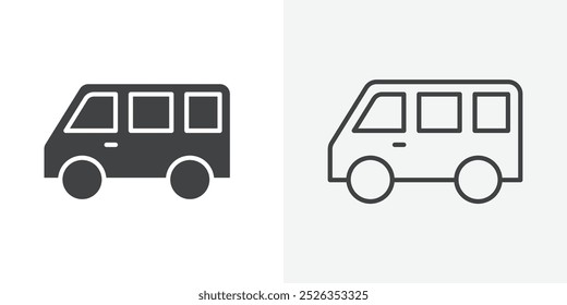 Icono de autobús plano y diseño de conjunto simple