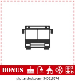 Bus icon flat. Simple vector symbol and bonus icon