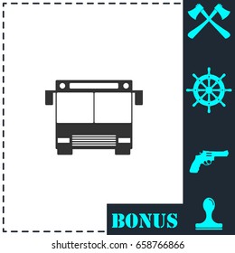 Bus icon flat. Simple vector symbol and bonus icon