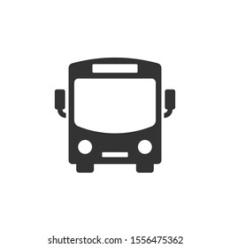 Bus icon in flat style. Coach car vector illustration on white isolated background. Autobus business concept.