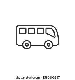 Bus icon in flat style. Coach vector illustration on white isolated background. Autobus vehicle business concept.