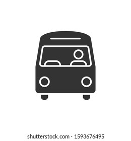 Bus icon in flat style. Coach vector illustration on white isolated background. Autobus vehicle business concept.