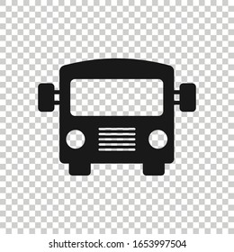 Bus icon in flat style. Coach car vector illustration on white isolated background. Autobus business concept.