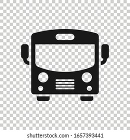 Bus icon in flat style. Coach car vector illustration on white isolated background. Autobus business concept.