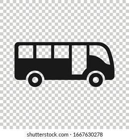 Bus icon in flat style. Coach vector illustration on white isolated background. Autobus vehicle business concept.