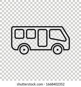 Bus icon in flat style. Coach vector illustration on white isolated background. Autobus vehicle business concept.