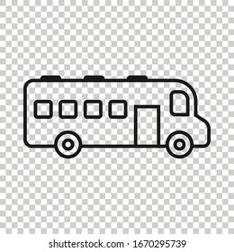 Bus icon in flat style. Coach vector illustration on white isolated background. Autobus vehicle business concept.