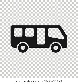 Bus icon in flat style. Coach vector illustration on white isolated background. Autobus vehicle business concept.