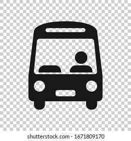 Bus icon in flat style. Coach vector illustration on white isolated background. Autobus vehicle business concept.