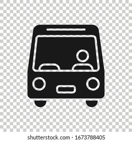 Bus icon in flat style. Coach vector illustration on white isolated background. Autobus vehicle business concept.