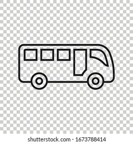 Bus icon in flat style. Coach vector illustration on white isolated background. Autobus vehicle business concept.