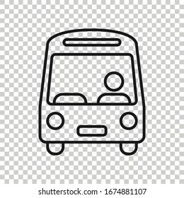 Bus icon in flat style. Coach vector illustration on white isolated background. Autobus vehicle business concept.