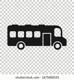 Bus icon in flat style. Coach vector illustration on white isolated background. Autobus vehicle business concept.