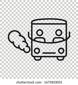 Bus icon in flat style. Coach vector illustration on white isolated background. Autobus vehicle business concept.