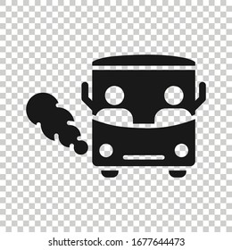 Bus icon in flat style. Coach vector illustration on white isolated background. Autobus vehicle business concept.