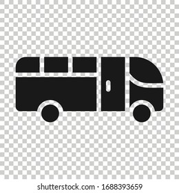 Bus icon in flat style. Coach vector illustration on white isolated background. Autobus vehicle business concept.