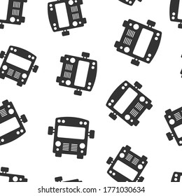 Bus icon in flat style. Coach car vector illustration on white isolated background. Autobus seamless pattern business concept.