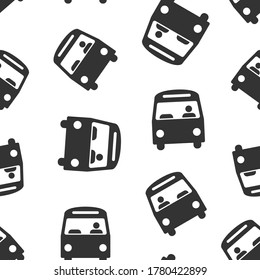 Bus icon in flat style. Coach vector illustration on white isolated background. Autobus vehicle seamless pattern business concept.