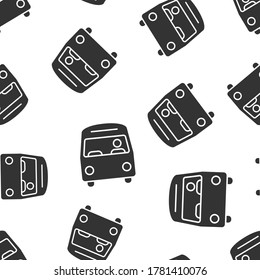 Bus icon in flat style. Coach vector illustration on white isolated background. Autobus vehicle seamless pattern business concept.