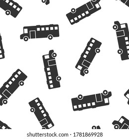 Bus icon in flat style. Coach vector illustration on white isolated background. Autobus vehicle seamless pattern business concept.