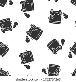 Bus icon in flat style. Coach vector illustration on white isolated background. Autobus vehicle seamless pattern business concept.