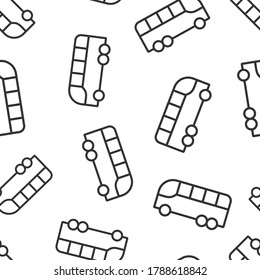 Bus icon in flat style. Coach vector illustration on white isolated background. Autobus vehicle seamless pattern business concept.