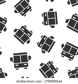 Bus icon in flat style. Coach vector illustration on white isolated background. Autobus vehicle seamless pattern business concept.