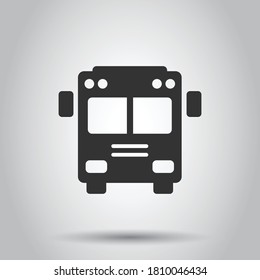 Bus icon in flat style. Coach car vector illustration on white isolated background. Autobus business concept.