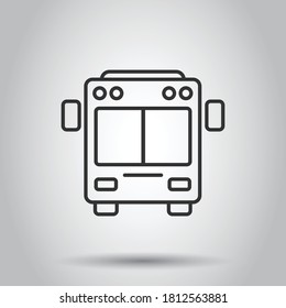 Bus icon in flat style. Coach car vector illustration on white isolated background. Autobus business concept.