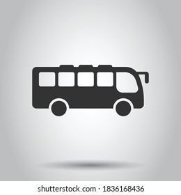 Bus icon in flat style. Coach vector illustration on white isolated background. Autobus vehicle business concept.